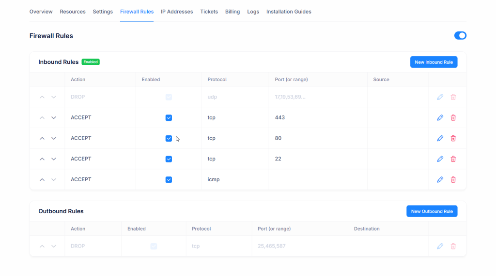 control panel firewall enabled windows server firewall configuration screenshot