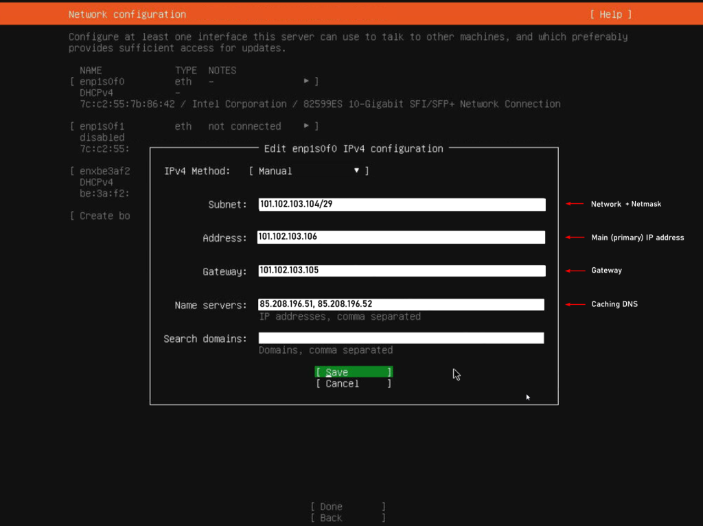 Ubuntu 24.04 IPv4 configuration form
