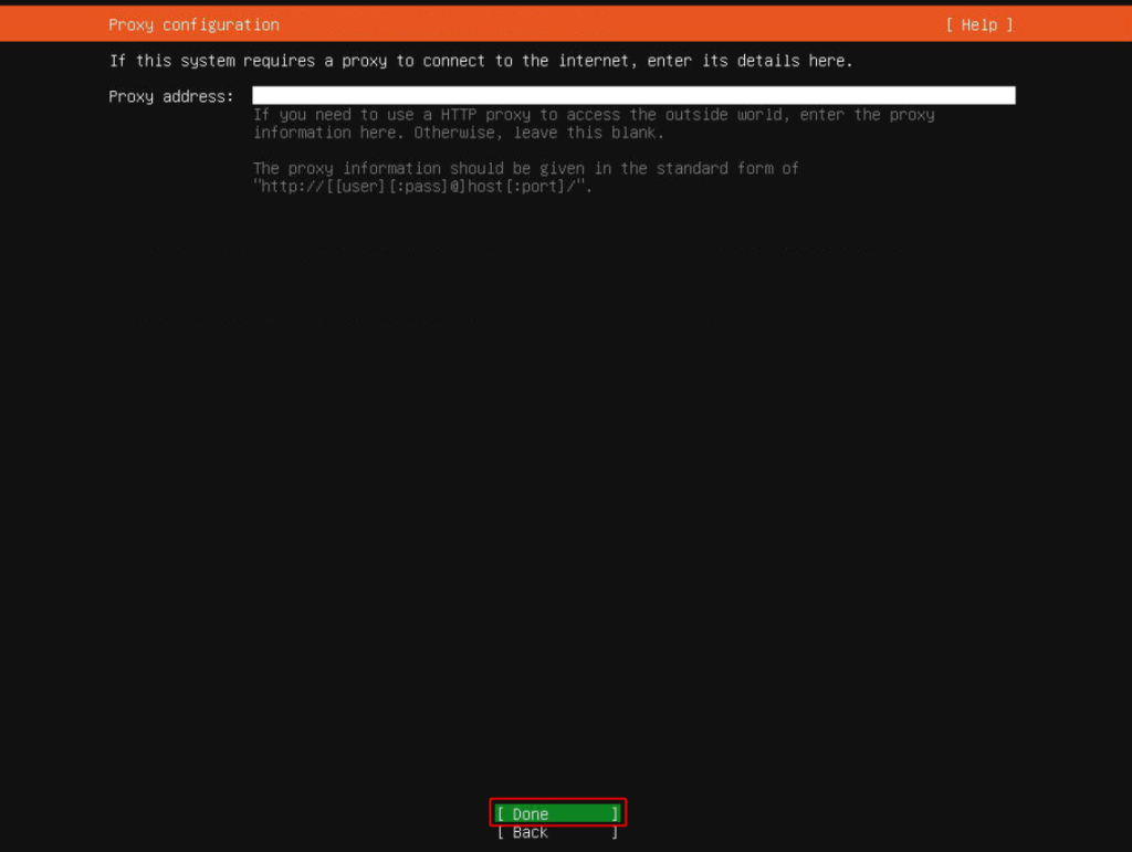 Ubuntu 24.04 proxy configuration screen