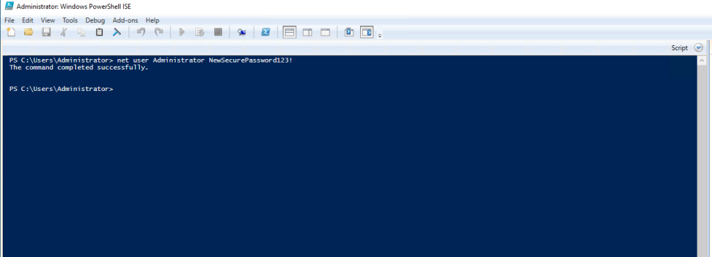 Windows PowerShell Administrator password change