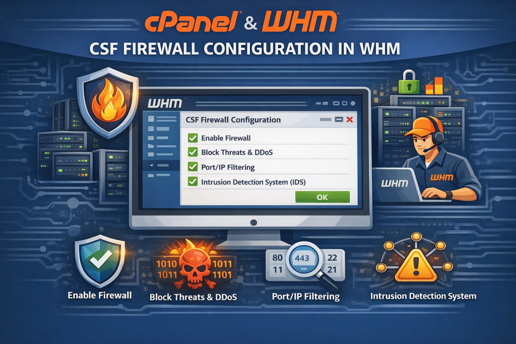 cpanel configuration settings: CSF firewall configuration in WHM